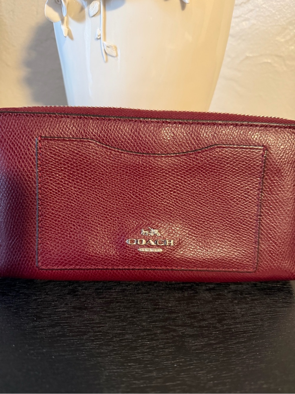 Coach Zip-Around Leather Wallet in Burgundy with Gold Hardware - Picture 9 of 11